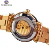 Horloges Forsining Automatic Mechanical Business Watch Mens Clock Golden Moon Phase Steel Strap Polshorloges Top Brand Relogio Masculino