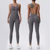 Aktive Sets Frauen schlanker Fitnessanzug Einfacher ärmelloses Jumpsuit atmungsaktives ein Stück Yoga Set Female Sportswear Workout -Kleidung
