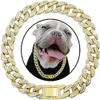Dog Link Chain Gold Cuban Choke Collar for Small Medium Large Cats Pet Jewelry Necklace Accessories