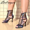 Buty taneczne Ladingwu Latin Performance Boots Women Ballroom Patry Sanba Salsa Satin Satin