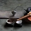 Cuillères à thé rétro Scoop exquis feuille de feuilles en vrac Feuilles de feuillette d'ébène vintage pour cuillère à café pour le thé à la maison