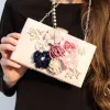 Väskor Kvinnor Clutch Bag Floral Party Purse Wedding Evening Handväskor, White