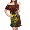 カジュアルドレスポンペイフラッグプリント女性プラスサイズの衣服2024デザインサマーパーティーボディコンオフショルダードレスポリネシアの部族スタイル