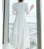 Robes décontractées de base Robe longue blanche française pour femme Summer Bohemia Slim Beach Maxi Robe à manches courtes V Neck Elegant Female Robes Office Holiday 240419