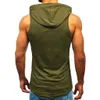 Tabbure de sport Hommes Fitness Muscle Imprimé sans manches Sans manches de la poche à capuche Corbeau d'été serré pour vêtements 240412