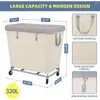 Laundry Bags Commercial Hamper With Heavy Duty Steel Frame Toy Basket 31.7''L X 19.3''W 30.91''H Home Large Beige Dirty Baskets