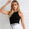 NEW Designer Summer Women Ribbed Tees Sleeveless Pullover Tops Casual Solid O-neck T-Shirt Y2K Sporty Crop Top Bulk Items Wholesale Clothing 10992