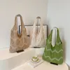 Shopper a maglia verde Shopper Spectile per perline per donne 2024 Spring Designer FI Soft Big Borse Trend Borse B6F2#