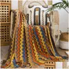 Blankets Blanket Light Knit Stripe Super Soft Bohemia For Bed Throw With Tassel P Warm Home Decorative 221109 Drop Delivery Garden Tex Dhnml