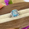 Кластерные кольца роскошный натуральный топаз драгоценный камень 8 10 мм кольцо для свадебных знакомств Леди Подарок S925 Серебро с белым золотом