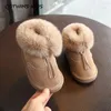 Boots CCTWINS Kids Shoes 2024 Winter Baby Girls Genuine Leather Children Fashion Snow Toddler Warm Ankle SNB029