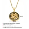 Ожерелье Зодиака Знак Лео Скорпион Подвесной Ожерелье для женщин/мужчин Золотой цвет из нержавеющей стали Круглый 12 созвезди