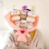 Animals Kawaii Boba Flower Plush Toy Bouquet Bubble Tea Dolls Preserved Flowers Plushies Valentine Graduation Christmas Gifts for Girl