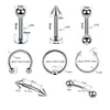 24PC Set Stainless Steel Body Piercing Jewelry Bulk Nose Ring Tongue Bar Stud Earring Eyebrow Labret Horseshoe Lot Pack 240409