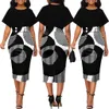 クロスセクシーなファッションデジタル印刷半袖ラウンドネックレディースドレス