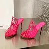 Slippers Summer Ponto Poee Fashion Sexy Sexy Women Women Hollow Out Gladiator Multi Colors Shoes High Party Woman 2024