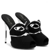 Tofflor Summer Women's Mask Decoration Fish Mouth High Heels Open Toe Pantuflas Sexig Fashion Lady Dress Shoes For Party