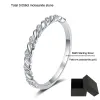 Rings dring 0,056ct Moissanite Twisted Eternity Ring voor vrouwen 100% 925 Sterling Silver Lab Diamond stapelbare bruiloftsband band