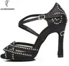 Chaussures de danse Femmes salsa baskets femme latin girls carré noir jationnanc