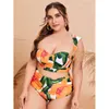New Swimsuit Split Gathering Bikini Three Piece Skirt Style Covering Belly and Slimming Large Size Swimsuit