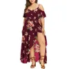 الحجم الكبير 2024 فستان صيفي للنساء بالإضافة إلى الشاطئ الشاطئ مثير تنورة زهرية كبيرة الحجم بوهيمي ضخم الملابس المصغرة غير الرسمية 240411