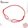 Strands Bamoer Infinityシンプルな赤いロープの友情ブレスレット925スターリングシルバーファッションジュエリーガールギフト2020新しいデザインSCB176
