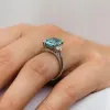 Ringen Jovovasmile Moissanite Diamond Ring 4.5Carat 11x8mm Cuted Ice Hybrid langwerpige Radiant Fancy Blue/Green Gem 18K Wit goud