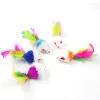 Toys 1pc chat jouet coloré plume drôle jouet soft peluff faux souris chat jouet chaton chaton interactive (couleur aléatoire)