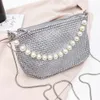 Kristall Umhängetasche Strass Pearl Griff Handtasche große Kapazität Abendkupplung Unterarm Bag Shop -Bag x8u6#