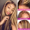 Glueless Highlight Perücke menschliches Haar 360 13x6 Hd Spitze Frontal Perücken Ombre Honig Blonde 13x4 Straight Front 240408