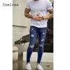 Heren jeans sexy gescheurde denim broek mannen casual potlood demin street slijtage 2024 European and American Style Fashion Trouser