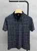 High end ice silk seamless short sleeved mens plaid collar Tshirt summer casual cool feeling top exquisite printed polo shirt 240409