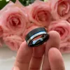 Bands Tungsten Carbide Wedding Band Rings Black Blue Plated Matte Finish Grooved Offset Comfort Fit Personal Customize