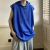 Men's Tank Tops Men Workout Hoodie Sleeveless Hooded Top With Drawstring Casual Summer Vest For Breathable Comfort Solid Color