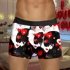 Underpants Mens Boxers Valentines Day Youth Trendy Letter Print Boxershorts Low Waist High Stretchy Panties Calzoncillos Slips Hombre