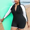 Nieuwe bikini met lange mouwen gedrukte conservatieve buik die een stuk surfpak voor vrouwen bedekt