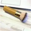 Brosse de maquillage Le tampon Finition finale Bamboo Foundation Brush - Dense Soft Synthetic Hair Flaw Finishing Beauty Beauty Cosmetics Tool DHVU5