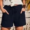 Dames shorts vrouwen zomermode hoge taille rechte been sport casual los met trekkoordzakken elastische band