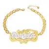 Brins Nom personnalisé Bracles Bracelets de nom en acier inoxydable à deux tons Gold Bracelets en or