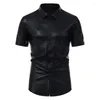 Heren DRAAD SHIRTS SHIRTS 70S DISCO KLEDING Diamant Stempel Gedrukt Korte mouwen button up shirt