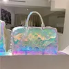Роскошная дуфельская сумка для одиночной сумочки на плече 2024 Летняя новая красочная женская сумка Прозрачная туристическая сумка.