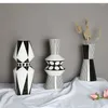 Vases Ceramic Vase Scandinavian Geometric Black And White Striped Bottle Modern Home Decoration Living Room Table Countertop