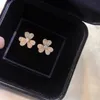 Designer Brand Van Trifolium Flower Earrings 925 Sterling Silver Plated 18K Gold V Family Diamond Full Grass Jewelry