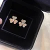 Designer Brand Fashion Van Trifolium Earrings 925 Sterling Silver Plated 18k Gold V Family Diamond Full Grass Jewelry