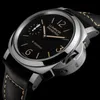 Panerai Luminor Watch Mens Uhren Panerai Lumino Serie 44mm Automatisch mechanischer Businessanzug Schweizer schwarzer Teller Brown Zeit Marke Luminous Cowgürtel Pam00915 2O9E