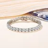 Stränge Attagems 4,0 mm 5,0 mm D Farbpass Diamond Tester GRC Runde geschnittene Weißgold 925 Silber Moissanit Tennisarmband für Frauen