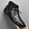 Casual Shoes Men Boots Motorcycle Winter Waterproof Sneakers Luxury Footwear Black Gentleman Business Plush Ankle