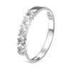 Rings AEAW 14k White Gold 0.1ct 3mm Total 0.5ctw DEF Round Cut Engagement&Wedding CVD HPHT Lab Grown Diamond Band Ring for Women