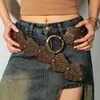 Gürtel Women's Western Denim Belt Rivet Vintage Personalisierte hochwertige Luxus Metall Hollow Ladies Trend breiter Bund Zx002