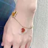 Original Mode Vans Clefbracelet Charm Braceletsgold Lucky Fünf Blumenarmband Frauen plattiert 18K Roségold Liebes Schmetterlingsblumarmband Jade Medaille